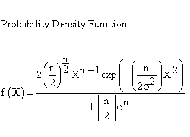 Statistical Distributions - Chi Distribution - Probability Density Function