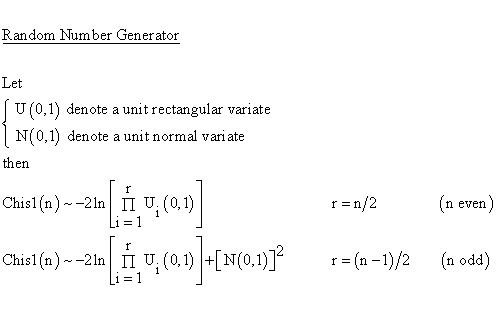Statistical Distributions - Chi Square 1 Distribution - Random Number Generator