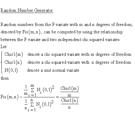 Statistical Distributions - Fisher F-Distribution - Random NumberGenerator
