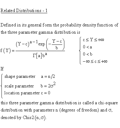 Statistical Distributions - Gamma Distribution - Related Distributions 1 -Gamma 3-Parameter Distribution versus Chi Square 2-Parameter Distribution