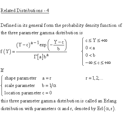 Statistical Distributions - Gamma Distribution - Related Distributions 4 -Gamma 3-Parameter Distribution versus Erlang Distribution