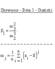 Descriptive Statistics - Skewness and Peakedness - Skewness - Beta 1 - Statistic