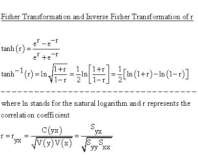 Descriptive Statistics - Simple Linear Regression - Correlation Coefficient - FisherTransformation
