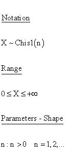 Chi Square 1 Distribution - Notation - Range - Parameters