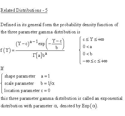 Continuous Distributions - Gamma Distribution - Related Distributions 5 -
Gamma 3-Parameter Distribution versus Exponential Distribution