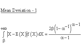 Statistical Distributions - Pareto Distribution - Mean Deviation 1