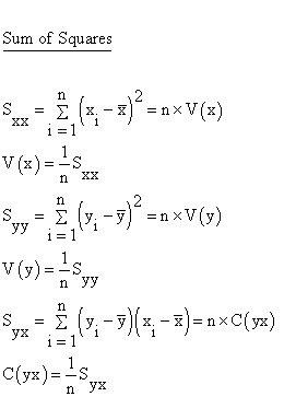 Descriptive Statistics - Simple Linear Regression - Mean and Variances - Sum of Squares