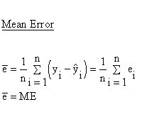 Descriptive Statistics - Simple Linear Regression - Model Performance - Mean Error